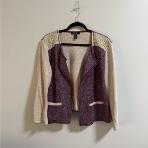 Style & Co. Purple and Cream Women's Cardigan. Size PM